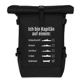 Ich bin Kapitän auf einem... - Rolltop Rucksack - Schwarz - Vorne