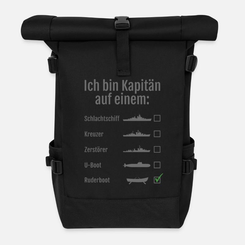 Je suis capitaine sur un... - Sac à dos roll top - noir