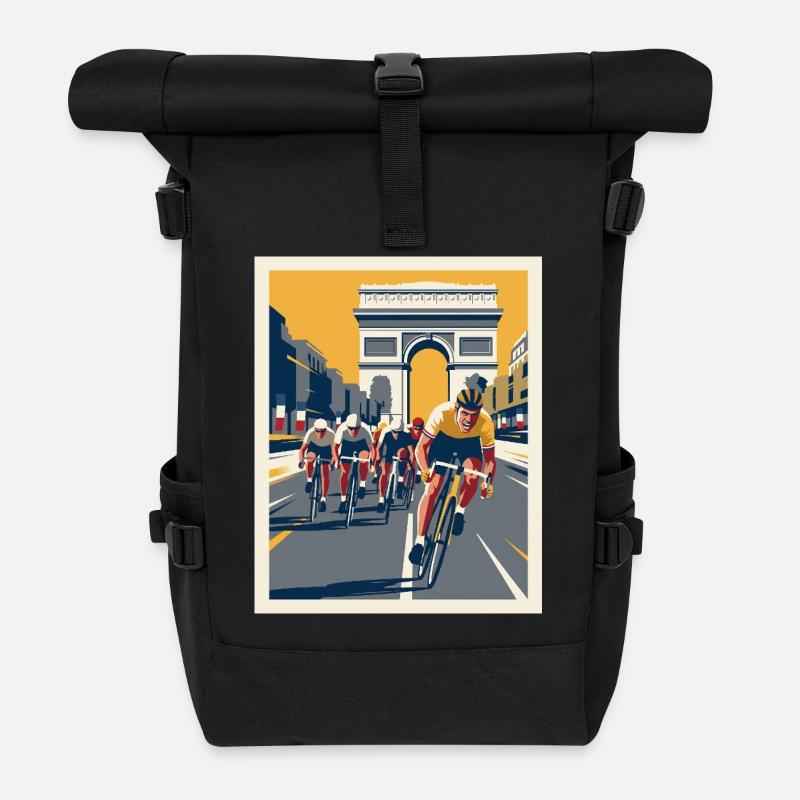 Paris Sprint – Radfahrer-Erinnerung - Rolltop Rucksack - Schwarz