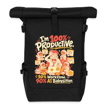 KI Babysitter Produktiv Chaos - Rolltop Rucksack - Schwarz - Vorne