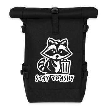 Waschbär Stay Trashy - Rolltop Rucksack - Schwarz - Vorne