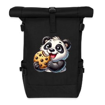 Panda Keks Nachtisch süße Kekse - Rolltop Rucksack - Schwarz - Vorne