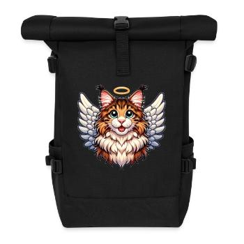 Chat ange Maine Coon avec ailes - Sac à dos roll top - noir - Devant