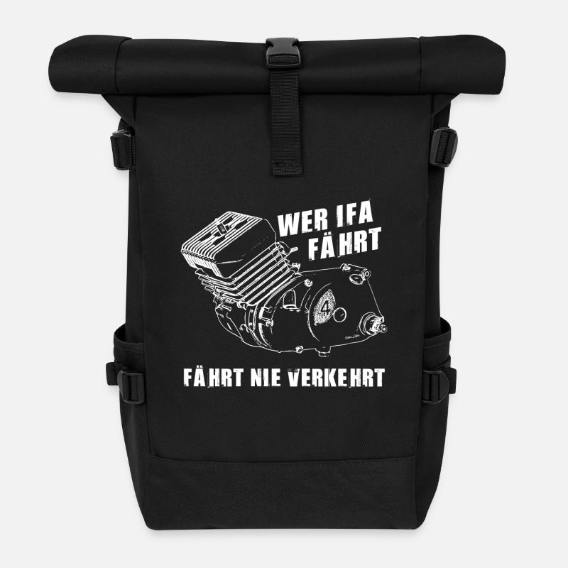 Simson S51 Motor M54 - Wer IFA fährt... - Rolltop Rucksack - Schwarz