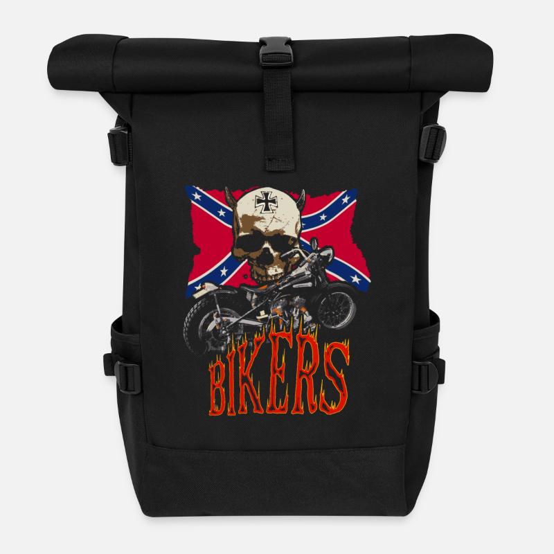 Biker's Symbols - Sac à dos roll top - noir