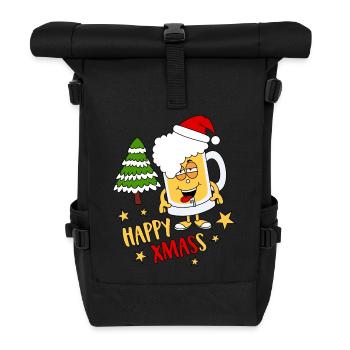 Beer Christmas Happy XMass Maßbier beer glass XMas - Roll Top Backpack - black - Front