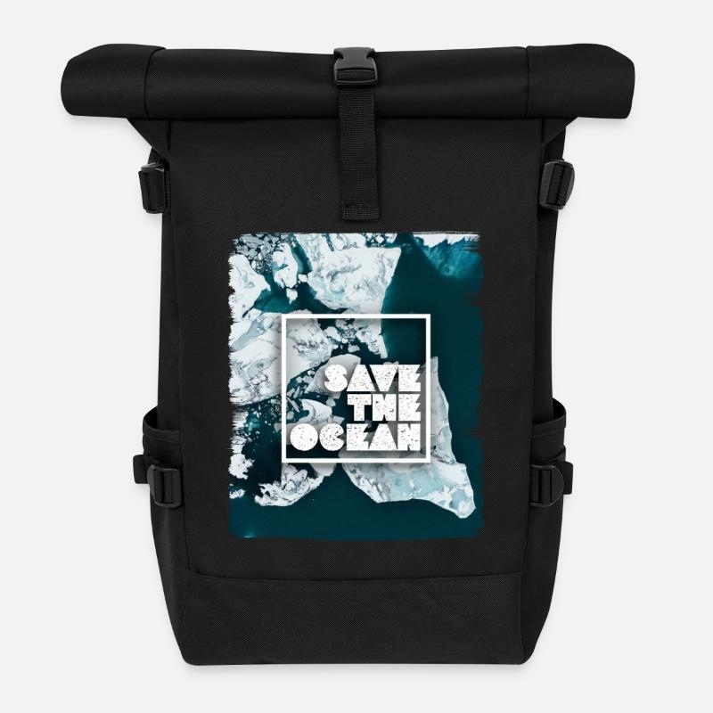 SAVE THE OCEAN - Sac à dos roll top - noir