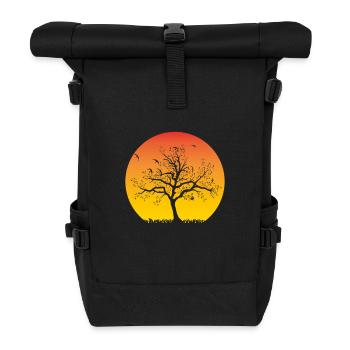 Tree sunset - Roll Top Backpack - black - Front