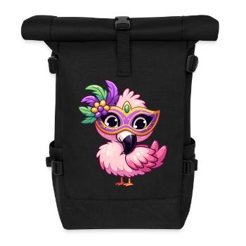 Mardi Gras Comic Flamingo - Rolltop Rucksack - Schwarz - Vorne