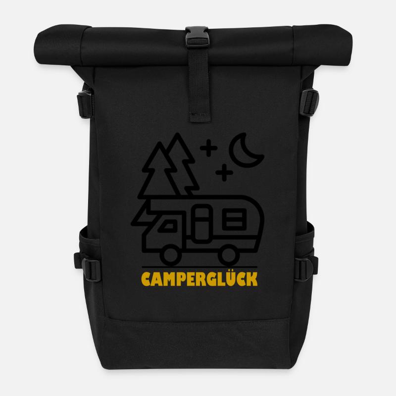 Camperglück - Rolltop Rucksack - Schwarz