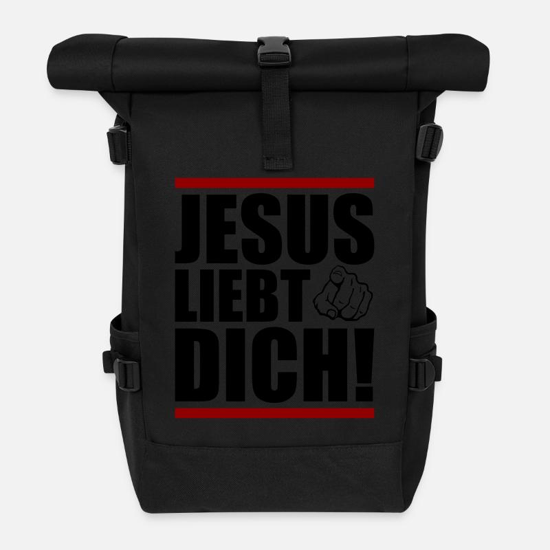 Jesus elsker dig - Rolltop-rygsæk - sort