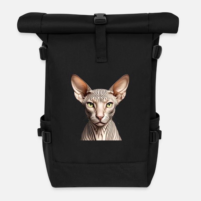 Chat Sphynx - Sac à dos roll top - noir