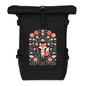 Cottagecore Fox in the Sea of Flowers - Roll Top Backpack - black - Front