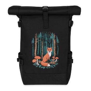 Fuchs Im Wald Cottagecore Szene - Rolltop Rucksack - Schwarz - Vorne