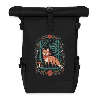 Fuchs Im Wald Cottagecore Ästhetik - Rolltop Rucksack - Schwarz - Vorne