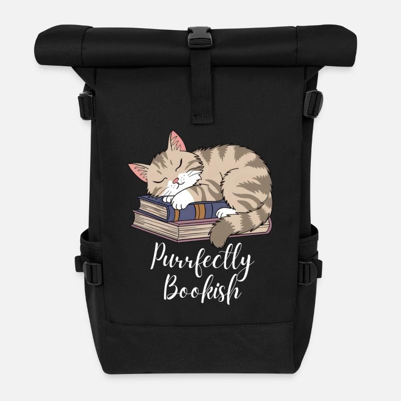 Perfekter Bücherwurm - Rolltop Rucksack - Schwarz