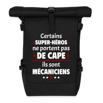 Certains super-héros sont mécaniciens, cadeau noël - Sac à dos roll top - noir - Devant