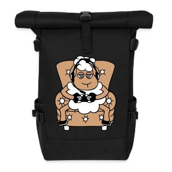 Sheep Gamer Armchair Controller Video Game Nerd Cool - Roll Top Backpack - black - Front