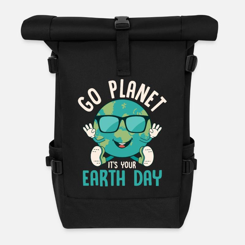 Go Planet It's Your Earth Day Environmental Planet - Rolltop Rucksack - Schwarz