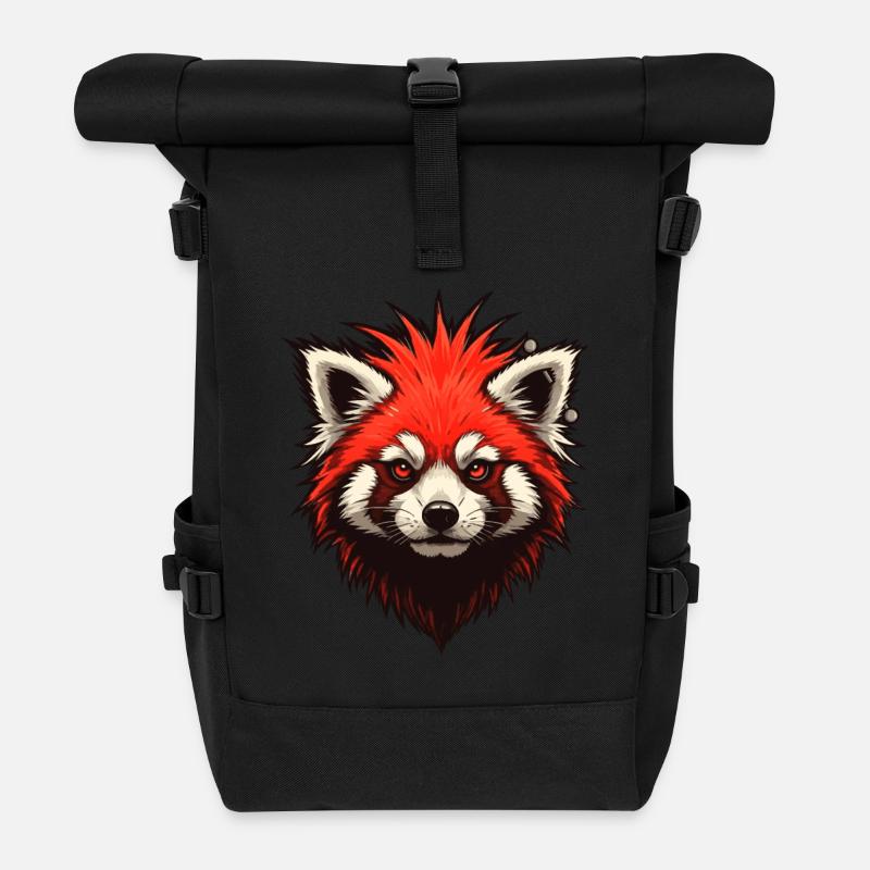 Panda punk roux - Sac à dos roll top - noir