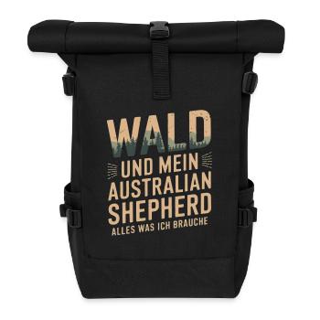 Wald und mein Australian Shepherd - Rolltop Rucksack - Schwarz - Vorne