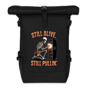 Funny Electrician Design for Men - Roll Top Backpack - black - Front