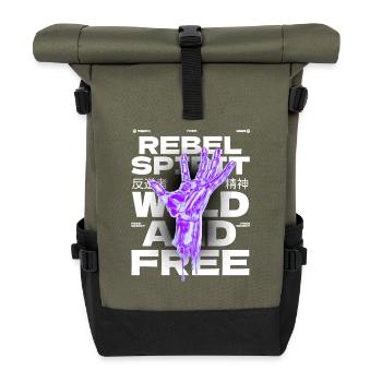 Rebel Spirit - Wild and Free - Roll Top Backpack - olive/black - Front