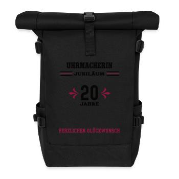 Uhrmacherin 20 Jahre Jubiläum 20. Jubi Uhrmacherei - Rolltop Rucksack - Schwarz - Vorne