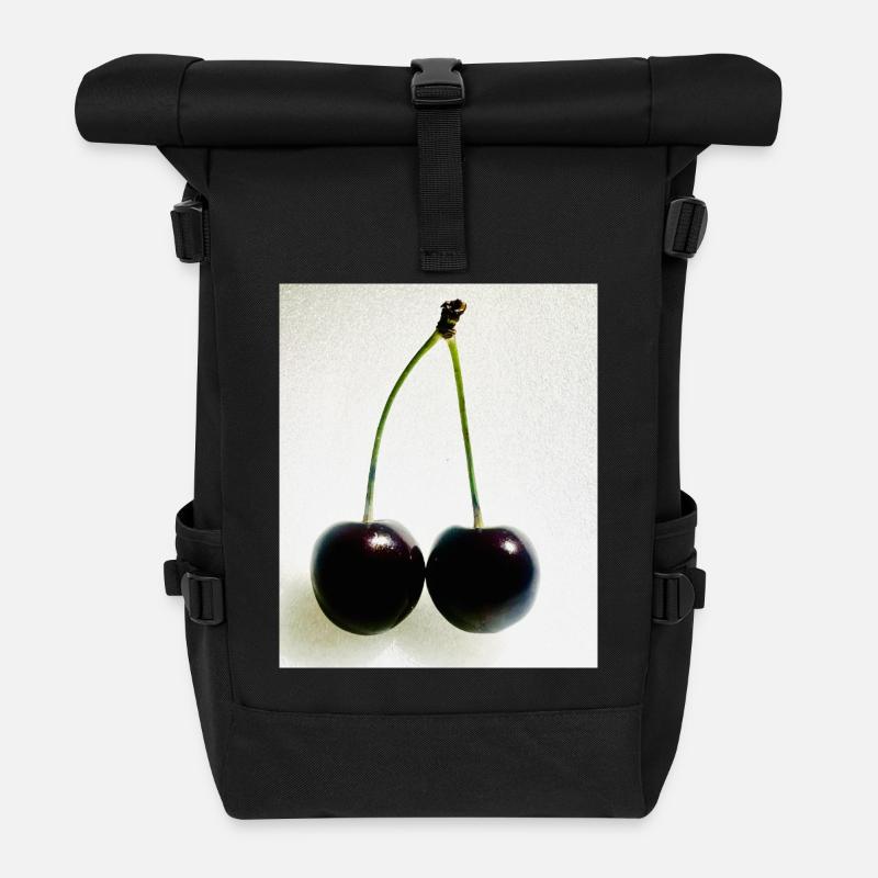 Cherry - Roll Top Backpack - black