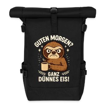 Good morning very thin saying sloth - Roll Top Backpack - black - Front