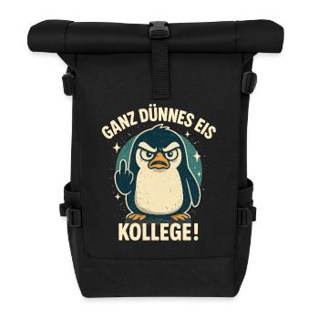 Good morning very thin saying penguin - Roll Top Backpack - black - Front