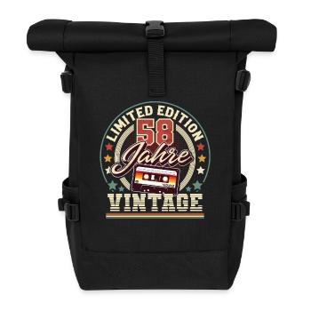 58. Geburtstag Vintage - Rolltop Rucksack - Schwarz - Vorne