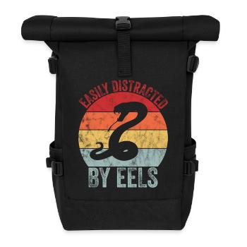 Distracted by eels - Roll Top Backpack - black - Front