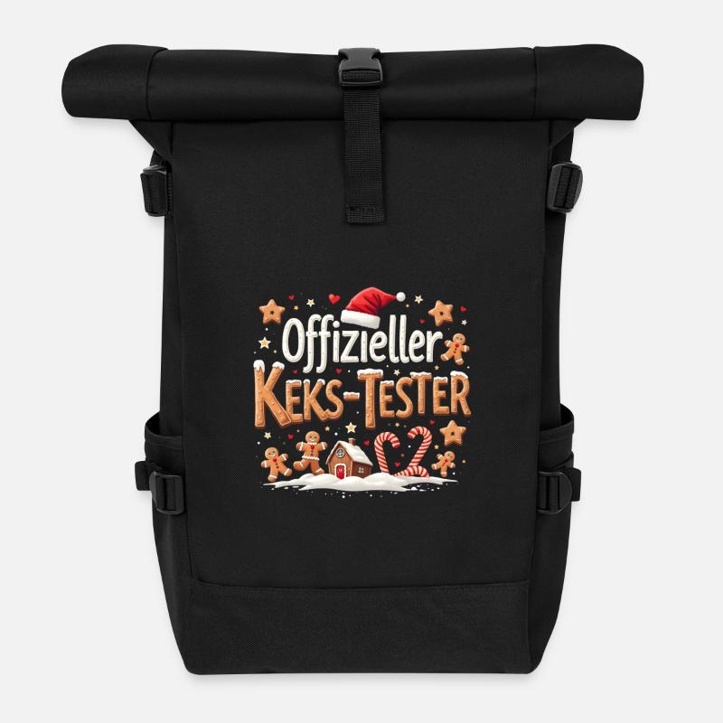 Official Cookie Tester Christmas Gingerbread House - Roll Top Backpack - black