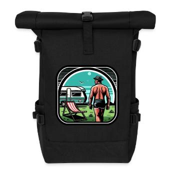 Vacanciers en camping - Sac à dos roll top - noir - Devant
