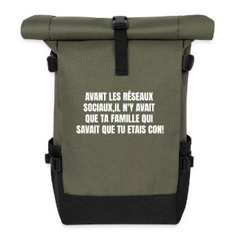 Stupidity, vintage version - Roll Top Backpack - olive/black - Front