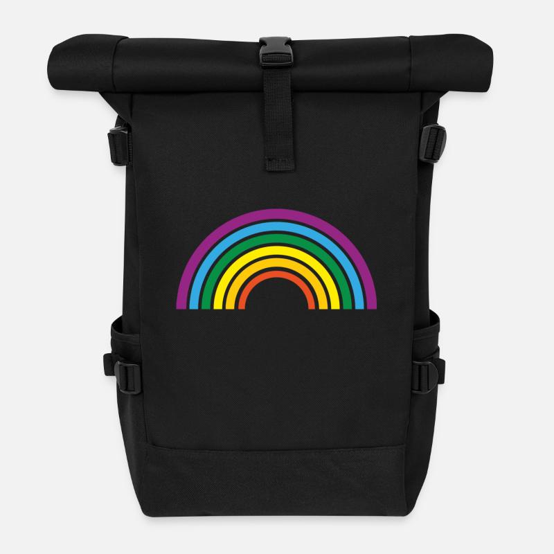 Regenbogen - Rolltop Rucksack - Schwarz