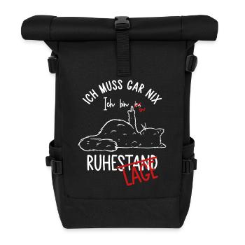 Ruhestand - Ich muss gar nix Ich bin in Ruhelage - Rolltop Rucksack - Schwarz - Vorne