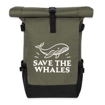Rettung der Wale - Rolltop Rucksack - Olive/Schwarz - Vorne
