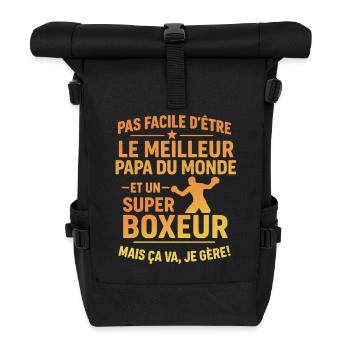 Papa boxeur cadeau fête des pères Noël Boxe - Sac à dos roll top - noir - Devant