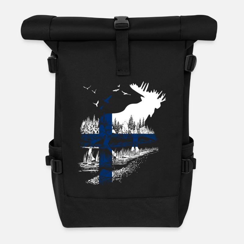 FINNLAND ELCH - Rolltop Rucksack - Schwarz