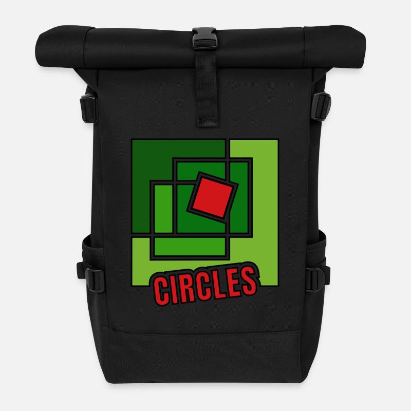 Green Abstraction with Twist - Roll Top Backpack - black