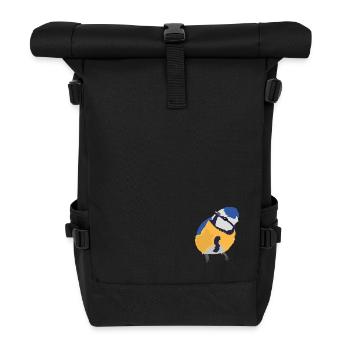 Blaumeise blue tit - Rolltop Rucksack - Schwarz - Vorne
