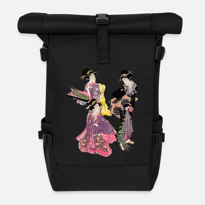 Geisha 5 - Rolltop Rucksack - Schwarz