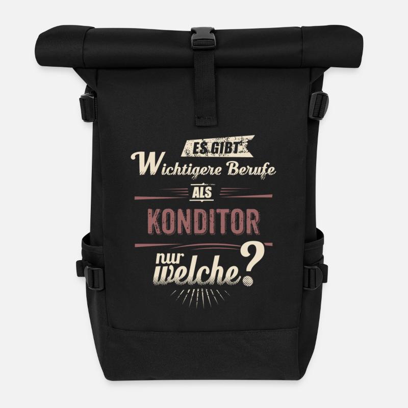 Wichtigere Berufe als - Konditor - rot retro - - Rolltop Rucksack - Schwarz