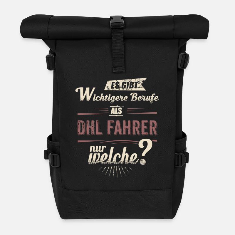 Wichtigere Berufe als - DHL Fahrer - rot retro - - Rolltop Rucksack - Schwarz