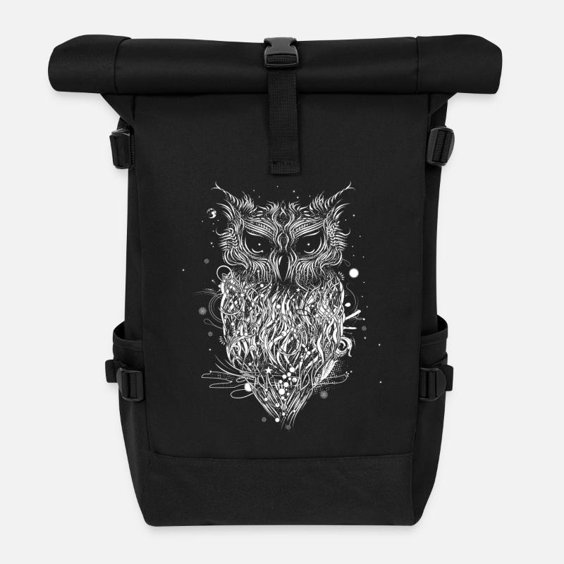 mysteriöse Eule - Rolltop Rucksack - Schwarz
