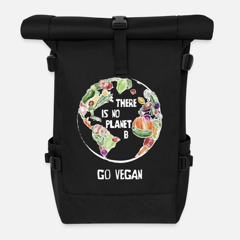 There Is No Planet B, Go Vegan! - Rolltop Rucksack - Schwarz