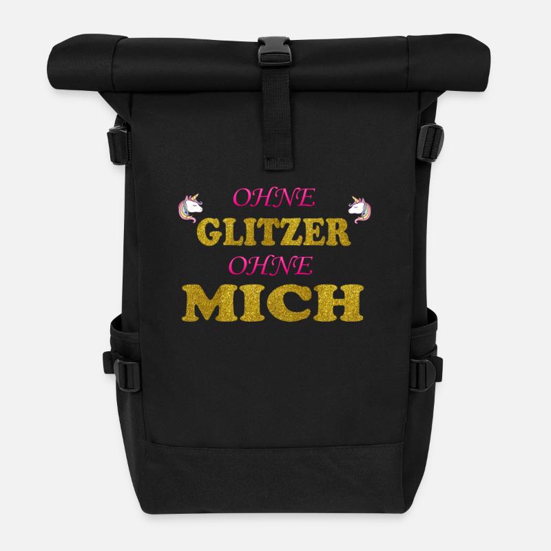 Ohne Glitzer ohne mich Unicorn - Rolltop Rucksack - Schwarz