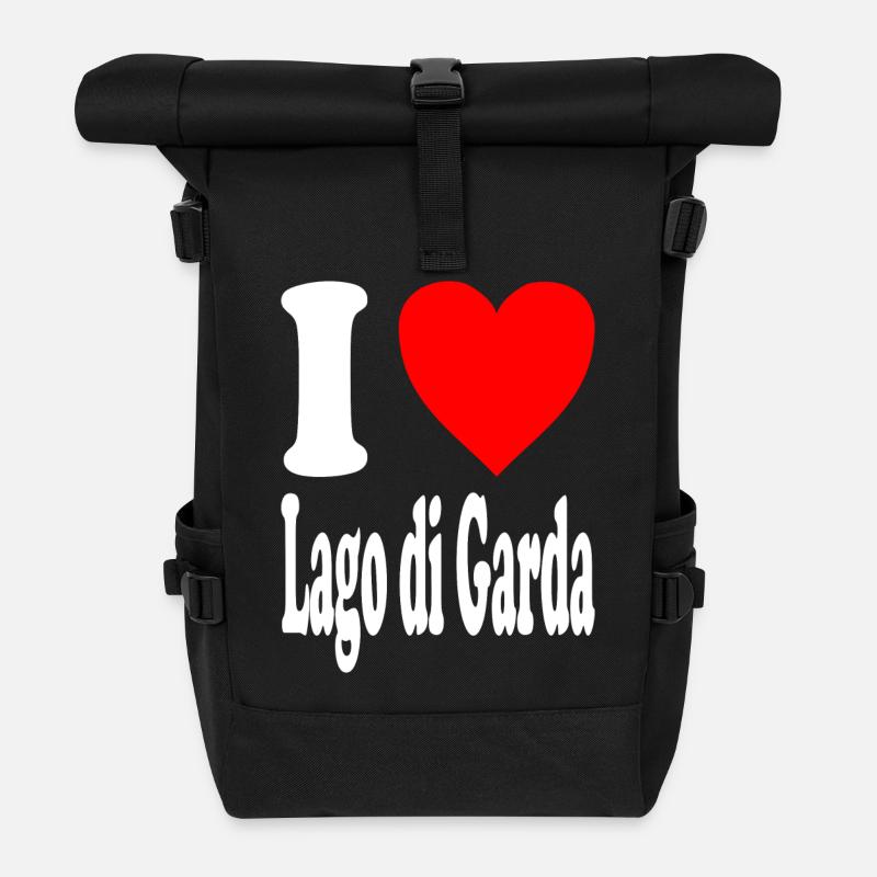 I love Lago di Garda - Roll Top Backpack - black